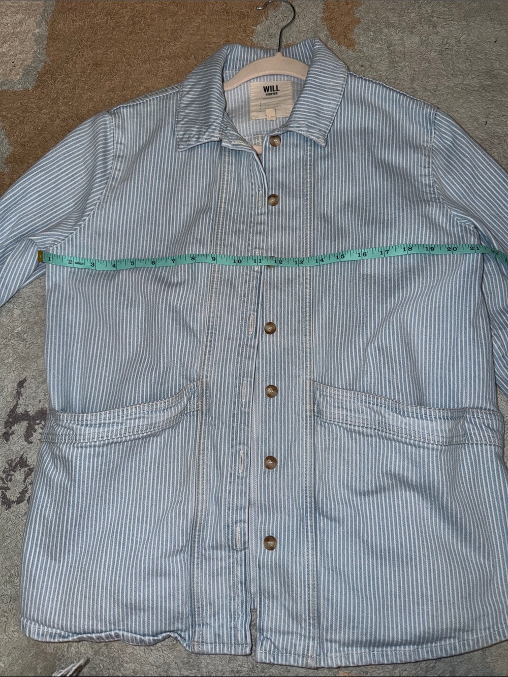 Sezane Light Blue Striped Jean Jacket - Picture 4 of 10